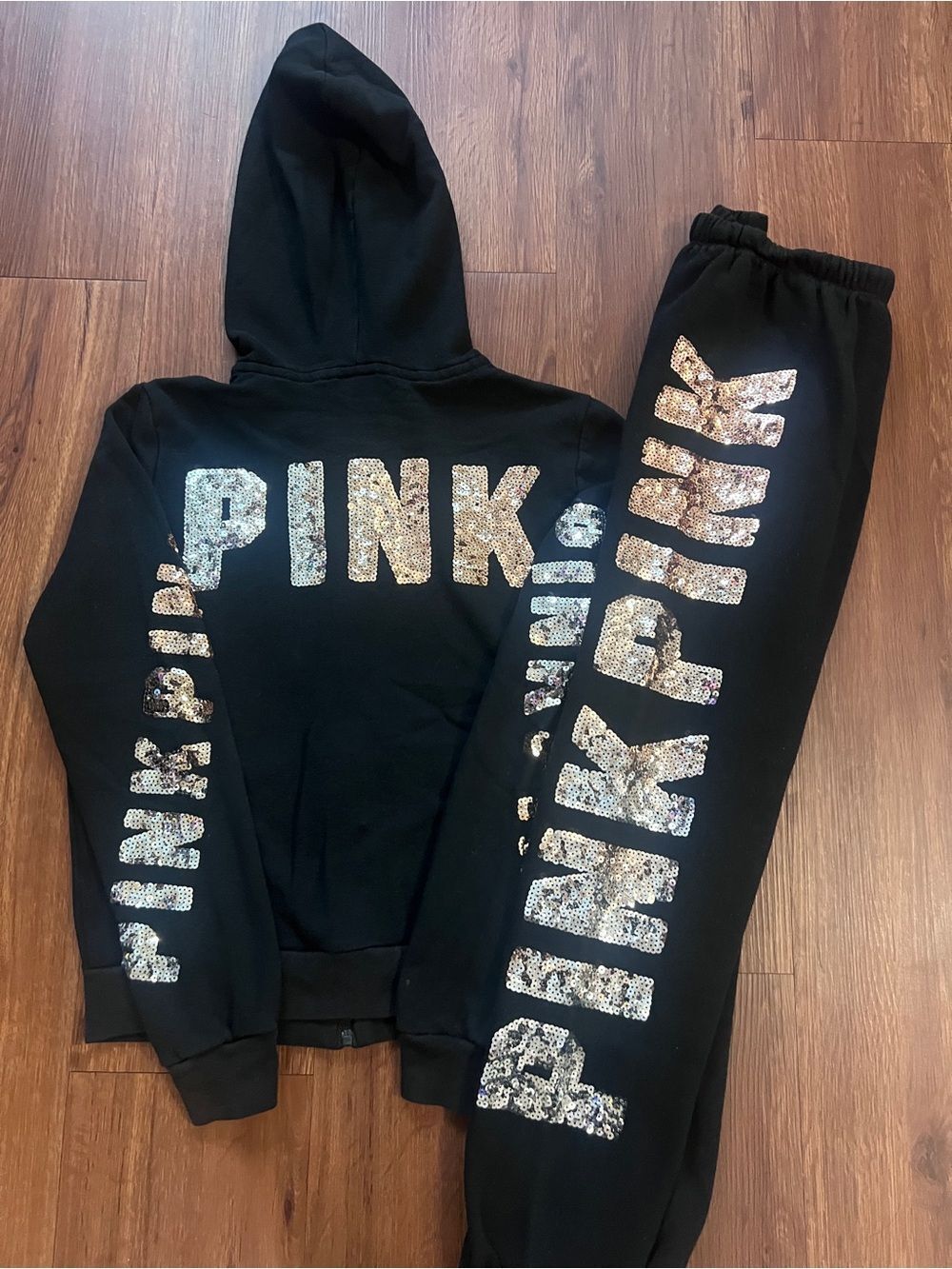 PINK VS HTF OMBRÉ BLING HOODIE / SWEATPANTS OUTFIT XS
